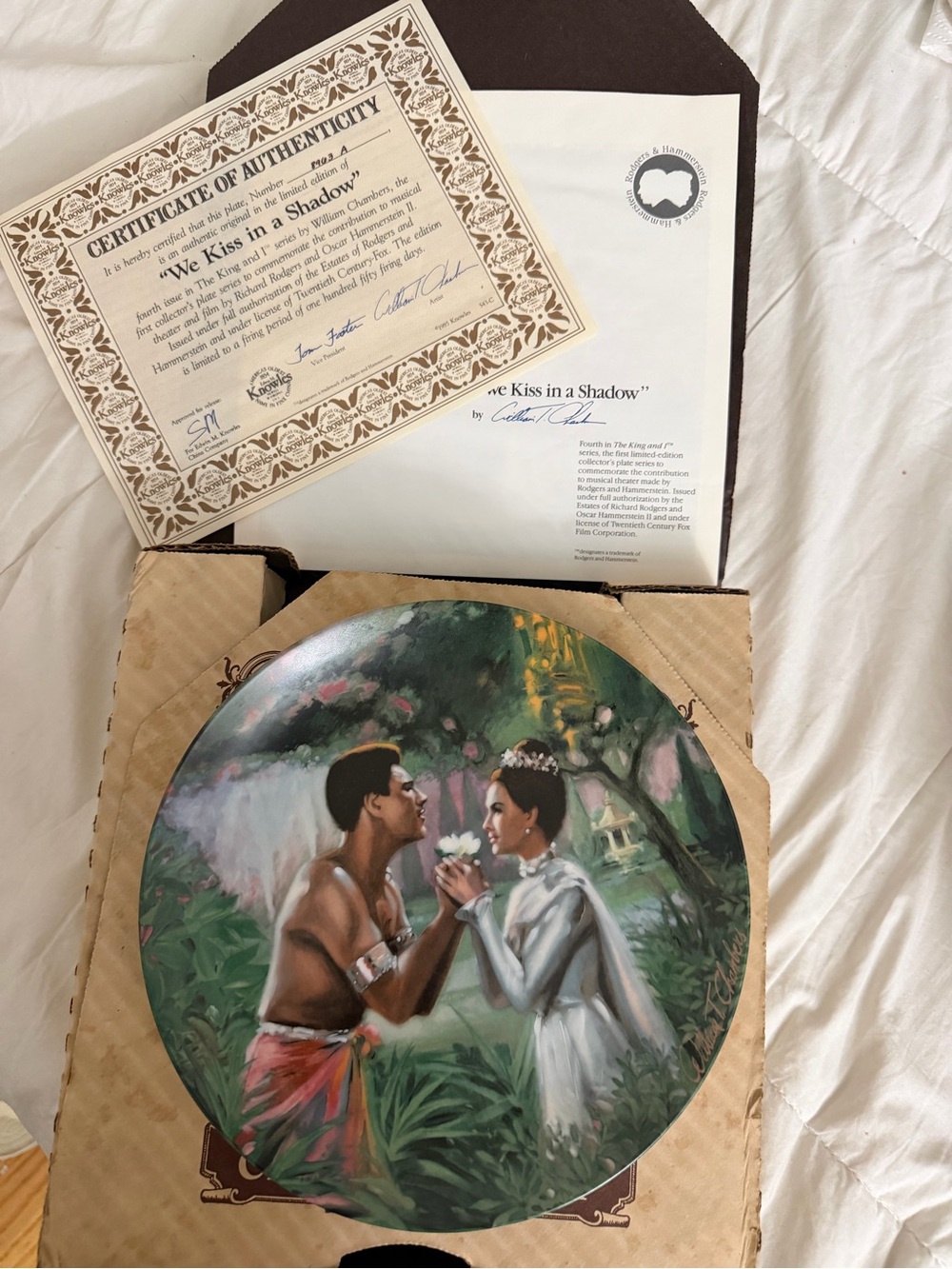 Knowles Collectors Plate   "We Kiss in a Shadow" - Romantic Couple Art Plate